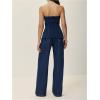 imageMilumia Womens Metal Button Front Denim Tube Top Elegant Sleeveless Bandeau TopsDark Wash