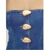 imageMilumia Womens Metal Button Front Denim Tube Top Elegant Sleeveless Bandeau TopsDeep Blue