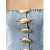 imageMilumia Womens Metal Button Front Denim Tube Top Elegant Sleeveless Bandeau TopsLight Wash