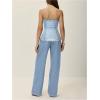 imageMilumia Womens Metal Button Front Denim Tube Top Elegant Sleeveless Bandeau TopsLight Wash