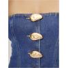 imageMilumia Womens Metal Button Front Denim Tube Top Elegant Sleeveless Bandeau TopsMedium Wash