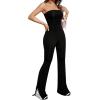 imageMilumia Womens Off Shoulder Strapless Tube Top Flare Leg Bodycon Jumpsuit Long PantsBlack