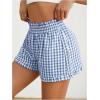 imageMilumia Womens Plaid Paperbag High Waist Ruffle Hem Casual ShortsBlue and White
