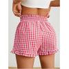 imageMilumia Womens Plaid Paperbag High Waist Ruffle Hem Casual ShortsRed and White