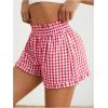 imageMilumia Womens Plaid Paperbag High Waist Ruffle Hem Casual ShortsRed and White