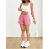 imageMilumia Womens Plaid Paperbag High Waist Ruffle Hem Casual ShortsRed and White