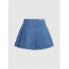 imageMilumia Womens Pleated A Line Denim Skirt High Waistd Raw Hem Jean SkirtsLight Wash