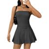imageMilumia Womens Pleated Mini Tube Top Dress Sleeveless A Line Bandeau Short DressesDark Grey