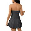 imageMilumia Womens Pleated Mini Tube Top Dress Sleeveless A Line Bandeau Short DressesDark Grey