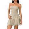 imageMilumia Womens Pleated Mini Tube Top Dress Sleeveless A Line Bandeau Short DressesKhaki