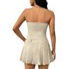 imageMilumia Womens Pleated Mini Tube Top Dress Sleeveless A Line Bandeau Short DressesKhaki