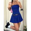imageMilumia Womens Pleated Mini Tube Top Dress Sleeveless A Line Bandeau Short DressesRoyal Blue