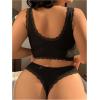 imageMilumia Womens Plus Size Bow Lace Bralette Lingerie Set bra and panty setsBlack