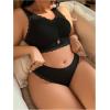 imageMilumia Womens Plus Size Bow Lace Bralette Lingerie Set bra and panty setsBlack
