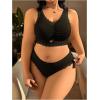 imageMilumia Womens Plus Size Bow Lace Bralette Lingerie Set bra and panty setsBlack