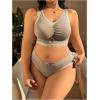 imageMilumia Womens Plus Size Bow Lace Bralette Lingerie Set bra and panty setsGrey