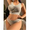 imageMilumia Womens Plus Size Bow Lace Bralette Lingerie Set bra and panty setsGrey