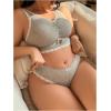 imageMilumia Womens Plus Size Bow Lace Bralette Lingerie Set bra and panty setsGrey