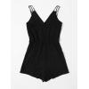 imageMilumia Womens Plus Size Cami Romper Wrap V Neck Spaghetti Straps Casual Short JumpsuitBlack