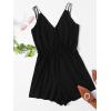 imageMilumia Womens Plus Size Cami Romper Wrap V Neck Spaghetti Straps Casual Short JumpsuitBlack