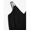 imageMilumia Womens Plus Size Cami Romper Wrap V Neck Spaghetti Straps Casual Short JumpsuitBlack
