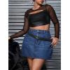imageMilumia Womens Plus Size Casual Jean Skirt High Waisted Pocket Denim Short Mini Skirts