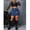 imageMilumia Womens Plus Size Casual Jean Skirt High Waisted Pocket Denim Short Mini Skirts