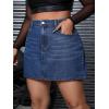 imageMilumia Womens Plus Size Casual Jean Skirt High Waisted Pocket Denim Short Mini Skirts