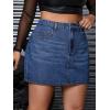 imageMilumia Womens Plus Size Casual Jean Skirt High Waisted Pocket Denim Short Mini Skirts
