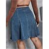 imageMilumia Womens Plus Size High Waist Midi Denim Skirt Flap Pockets A Line Flared Jean Skirts Dark Wash 3XL
