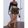 imageMilumia Womens Plus Size Leopard Print Button Front Mini Skirt High Waisted SkirtMulticolor