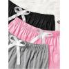 imageMilumia Womens Plus Size Pajama Shorts 3 Pack Ruffle Hem Sleep Lounge Pj ShortsBlack Grey Pink