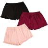imageMilumia Womens Plus Size Pajama Shorts 3 Pack Ruffle Hem Sleep Lounge Pj ShortsBurgundy and Black