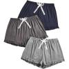 imageMilumia Womens Plus Size Pajama Shorts 3 Pack Ruffle Hem Sleep Lounge Pj ShortsGrey and Blue