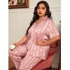 imageMilumia Womens Plus Size Satin Pajama Set 2 Piece Notch Collar Sleepwear LoungewearDusty Pink Plain