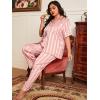 imageMilumia Womens Plus Size Satin Pajama Set 2 Piece Notch Collar Sleepwear LoungewearDusty Pink Plain