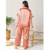 imageMilumia Womens Plus Size Satin Pajama Set 2 Piece Notch Collar Sleepwear LoungewearPink Solid