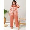 imageMilumia Womens Plus Size Satin Pajama Set 2 Piece Notch Collar Sleepwear LoungewearPink Solid