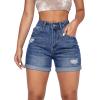 imageMilumia Womens Ripped Denim Shorts High Waisted Folded Hem Jean Shorts with PocketDeep Blue
