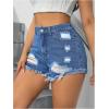imageMilumia Womens Ripped Distressed Skinny Denim Shorts High Waist Cut Out Raw Hem Short Jeans with Pockets