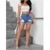 imageMilumia Womens Ripped Distressed Skinny Denim Shorts High Waist Cut Out Raw Hem Short Jeans with Pockets