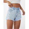 imageMilumia Womens Ripped Jean Shorts High Waist Straight Leg Raw Hem Denim ShortsLight Wash