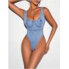 imageMilumia Womens Scoop Neck Denim Bodysuit Zipper Backless Y2K Going Out Tank TopsBlue
