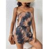 imageMilumia Womens Summer Tie Dye Strapless Tube Top Shorts Jumpsuit Sleeveless RomperBrown and Black