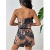 imageMilumia Womens Summer Tie Dye Strapless Tube Top Shorts Jumpsuit Sleeveless RomperBrown and Black