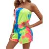 imageMilumia Womens Summer Tie Dye Strapless Tube Top Shorts Jumpsuit Sleeveless RomperMulticolor