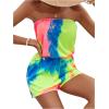 imageMilumia Womens Summer Tie Dye Strapless Tube Top Shorts Jumpsuit Sleeveless RomperMulticolor