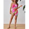 imageMilumia Womens Summer Tie Dye Strapless Tube Top Shorts Jumpsuit Sleeveless RomperPink