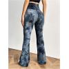 imageMilumia Womens Tie Dye Yoga Pants High Waist Bell Bottom Tummy Control Crossover Flared Leggings Black