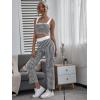 imageMilumia Womens Two Piece Outfit Houndstooth Plaid Crop Tank Top and Pants SetA Black and White
